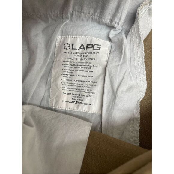 LA Police Gear BDU Uniform Pants‎ Mens L Rip Stop Tan Beige Cargo Pockets - Picture 6 of 12